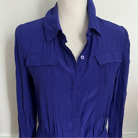 J Peterman • Silk Elegant Blue Women's Dress - Picture 2 of 6